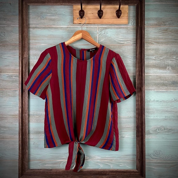 Madewell Button-Back Tie Tee in Rosalinda Stripe - Picture 8 of 12